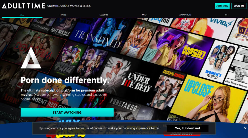 AdultTime homepage